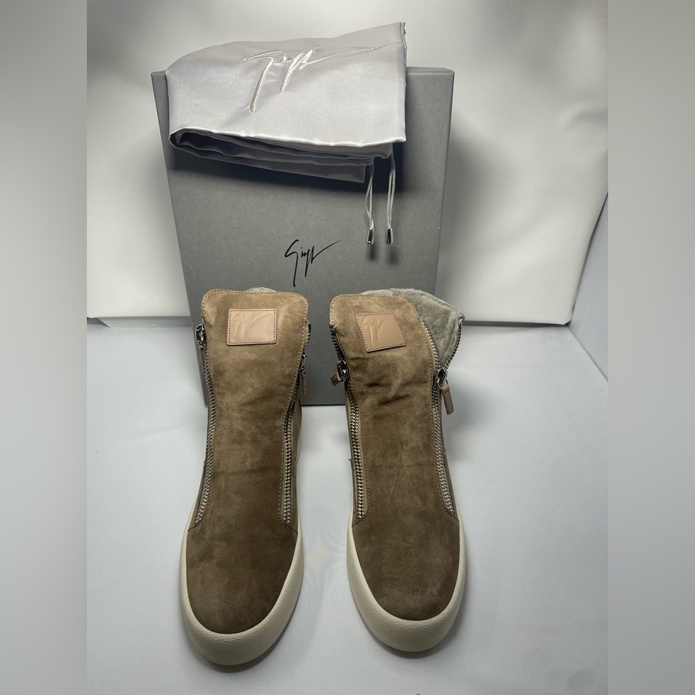 Designer Beige Sneakers with White Soles